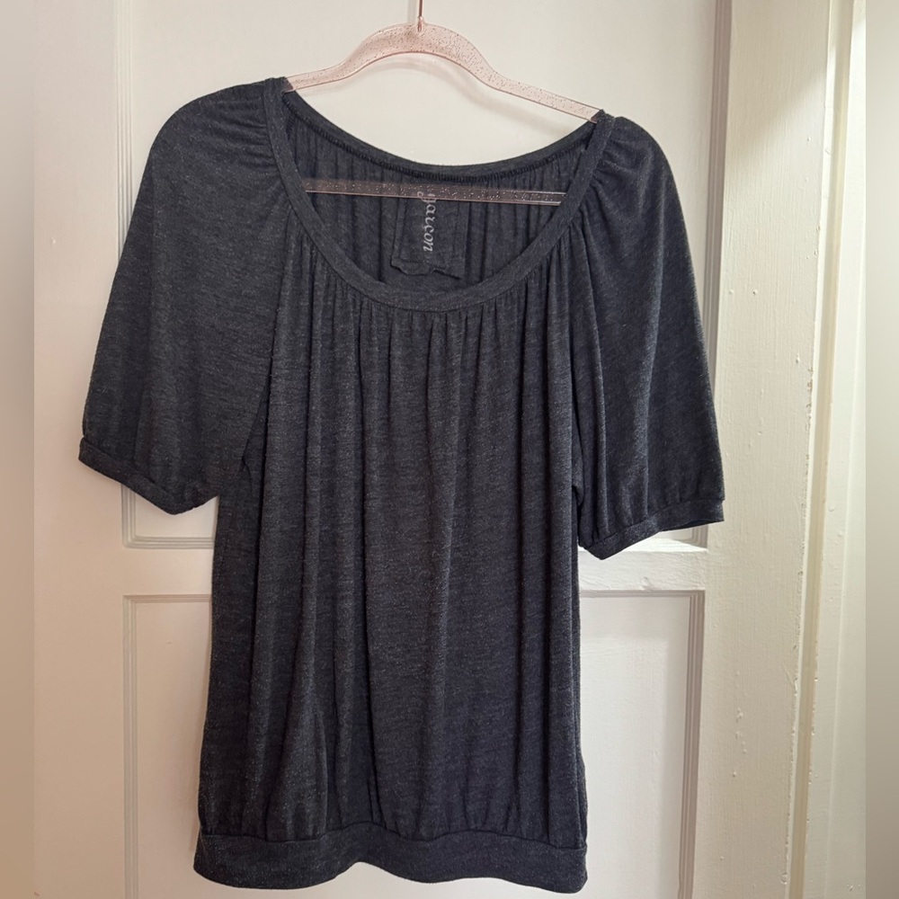 Charcoal Short-Sleeve Scoop Neck Top